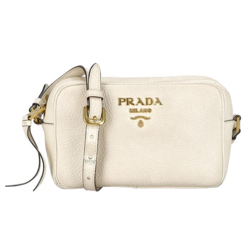 Prada Vitello Phenix double zip camera crossbody bag white